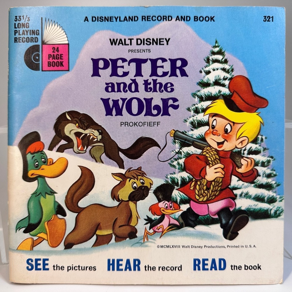 Peter and the Wolf Prokofieff Walt Disney Vinyl Record & 24page Book 1968 33LPR - Picture 3 of 16